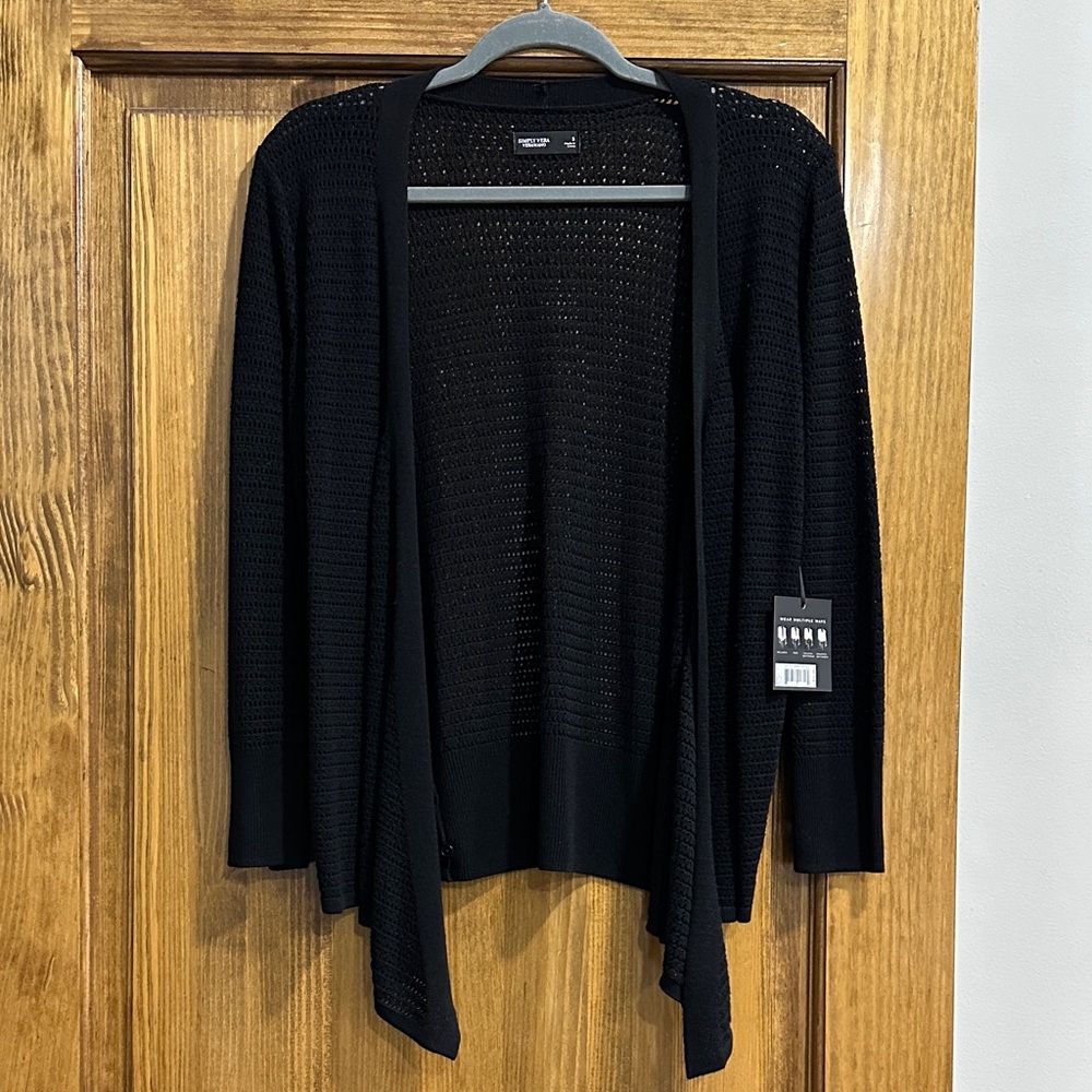 Simply Vera Vera Wang Black Open-Front Knit Cardigan